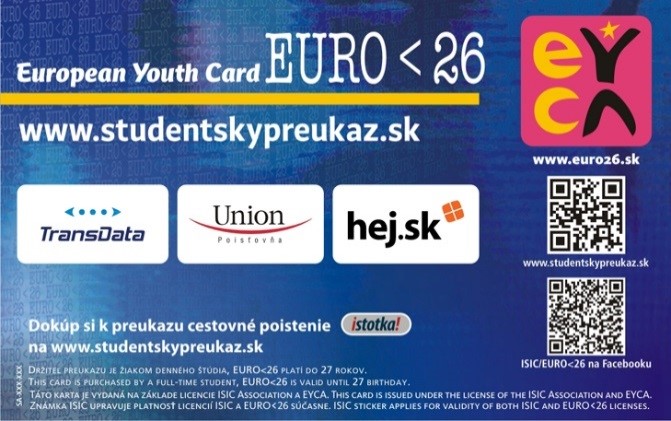 vizuál zadnej strany preukazu žiaka ISIC/EURO<26